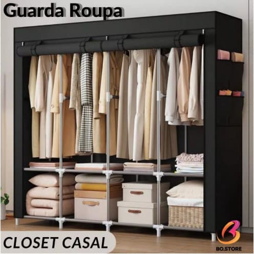 Guarda Roupa Dobrável Armário Organizador Multiuso Roupeiro Cabideiro Sapateira