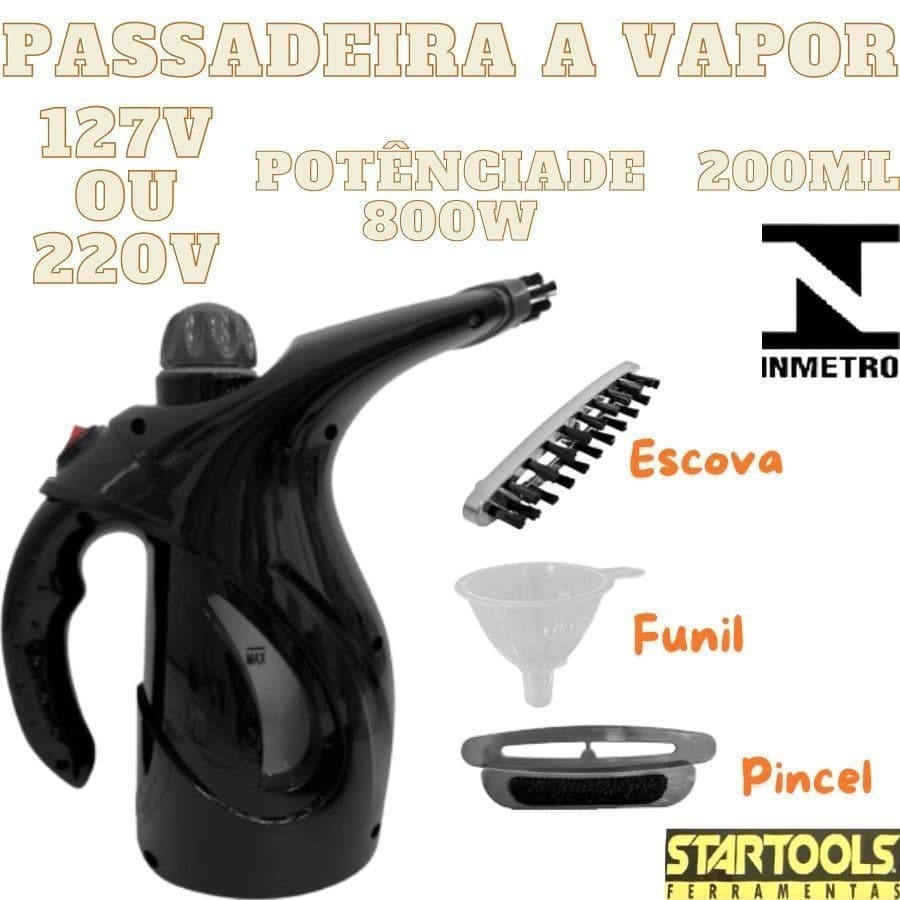 Passadeira A Vapor Com Escova Potência 800W 220V OU 127V De 200ML Inmetro 22Cm Startools