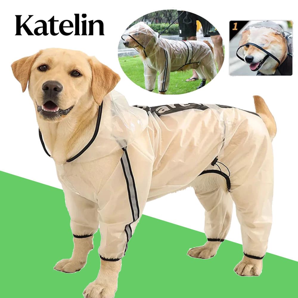 Capa De Chuva Para Cães Grandes Gatos Transparente Impermeável Roupas De Chuva