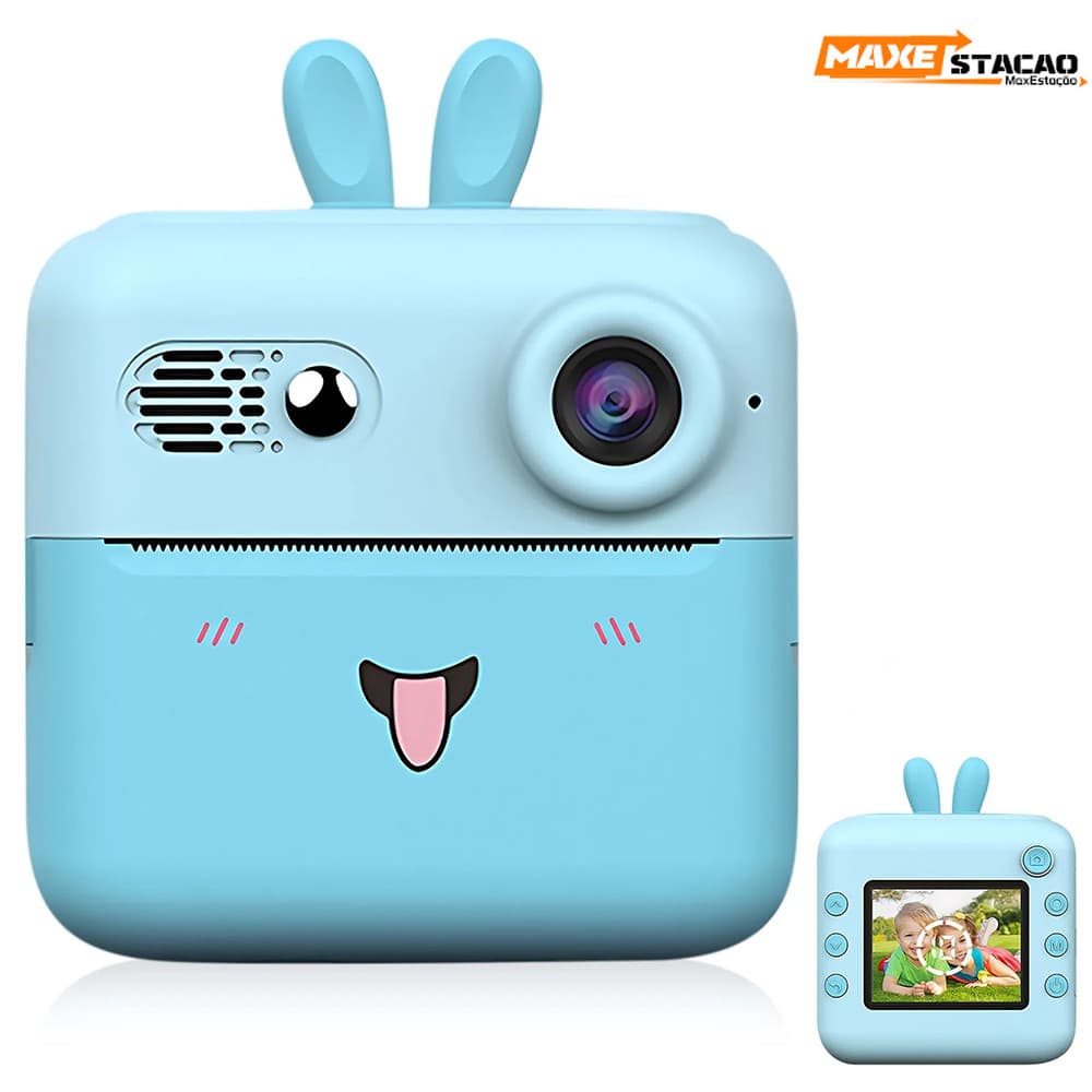 Mini Câmera Fotográfica de Vídeo para Crianças - Impressora Térmica Portátil para Viagens e Aventura