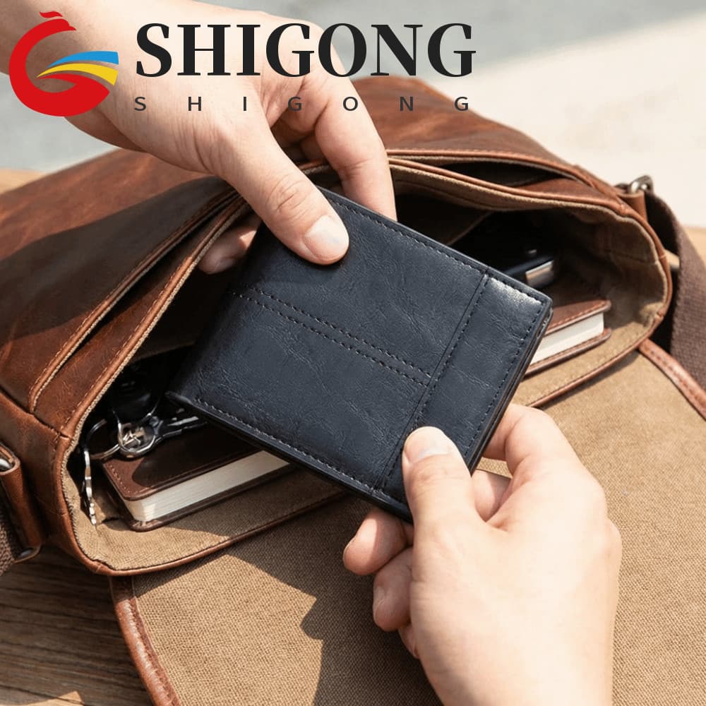 Carteira Curta De Negócios SHIGONG , De Cartão Masculina De Couro PU Com Proteção RFID Integrada Bolsa De Moedas