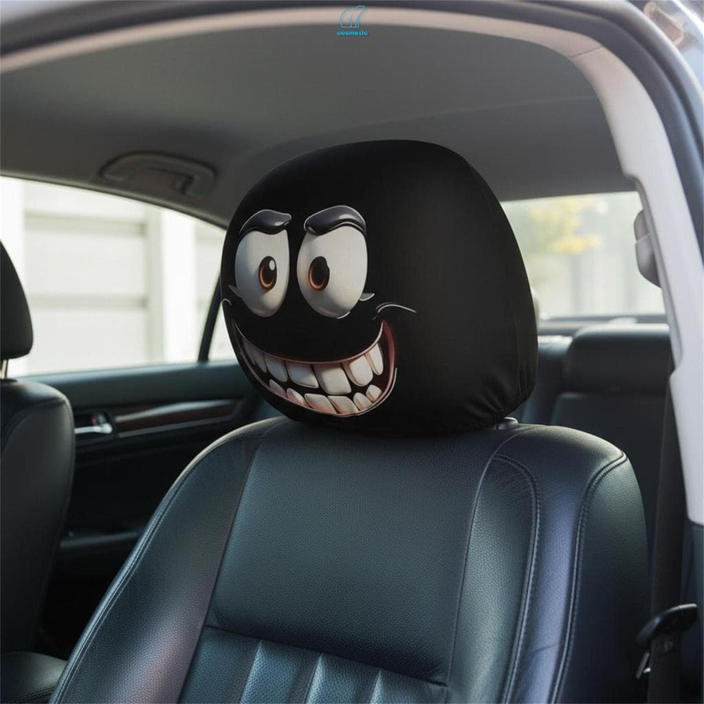 2 Pçs Engraçado Carros Encosto De Cabeça Cobre Universal Dos Desenhos Animados Olhos Do Carro Assento De Protetor De Des