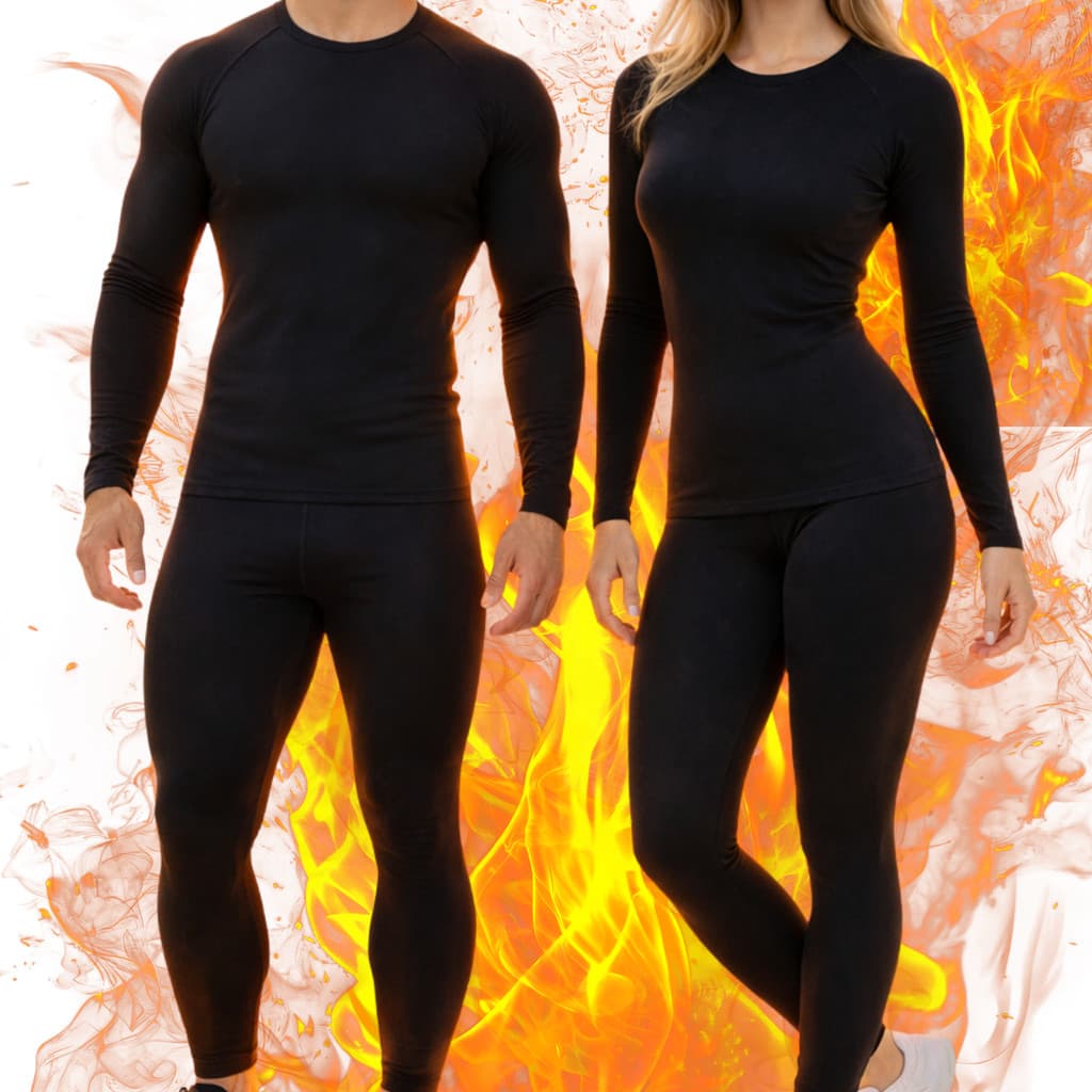Conjunto Segunda Pele Térmica Flanelado Frio Intenso Preto Proteção UvMasculino Feminino Unissex