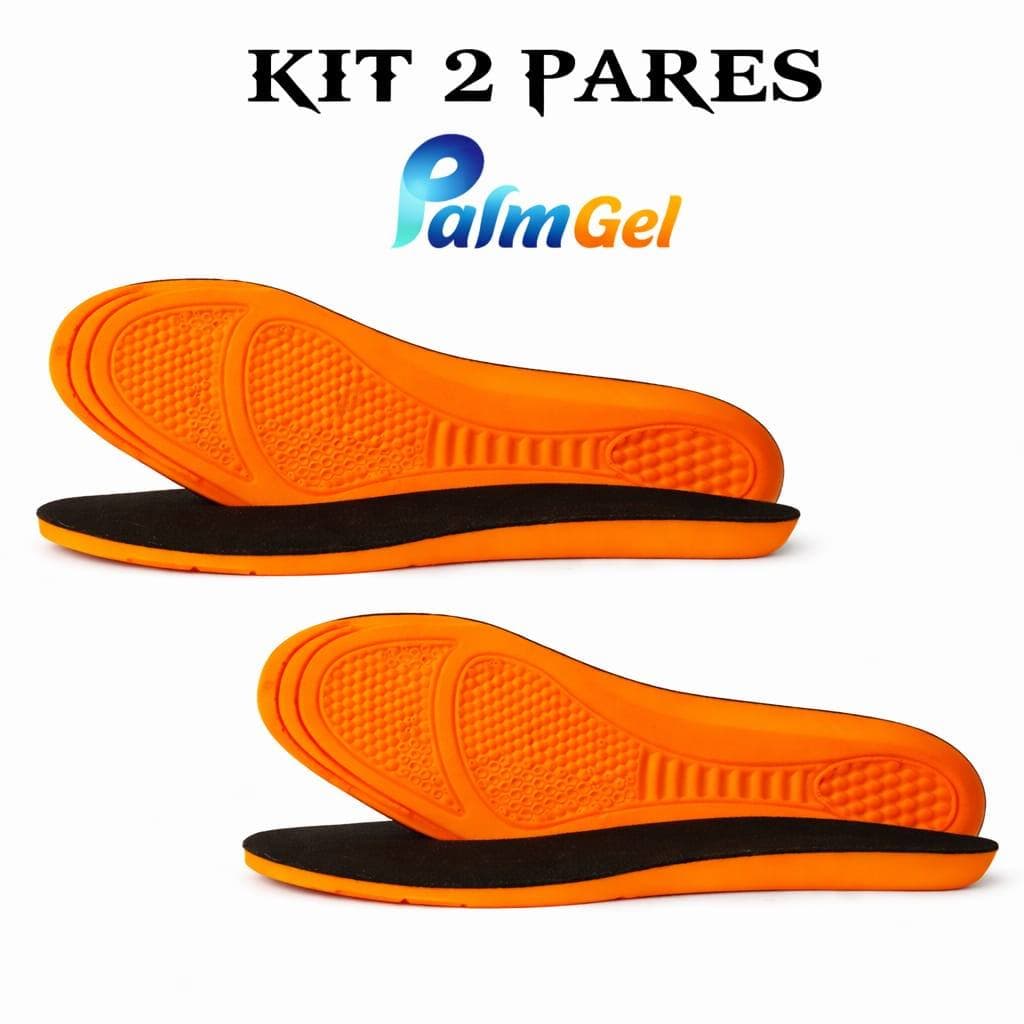 Kit 2x pares palmilha em Gel PU original ortopédica anatômica ajustável absorve impacto uso diario