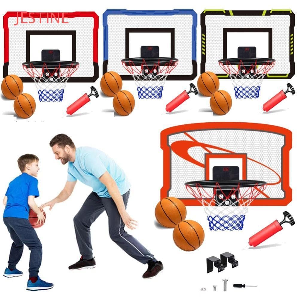 Objetivo De Basquete JESTINE Indoor Play , Montado Na Parede Com Placar Eletrônico Mini Conjunto De Cesta