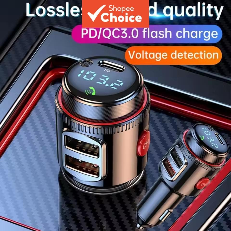  Transmissor Bluetooth FM MP3 Player para Carro com Duplo Carregador USB e Adaptador de Áudio Mãos-Livres
