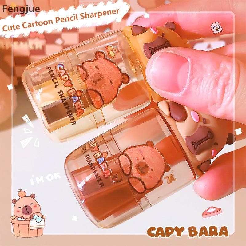 Fengjue 1 Pçs Portátil Capivara Apontador De Lápis Criativo Dos Desenhos Animados Bonito Material De Escritório Estudant