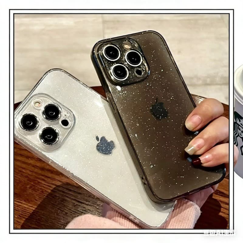 Capa Para iPhone Brilho Glitter Silicone para Modelos XR 11 12 13 14 Plus 15 16 17 Pro Max