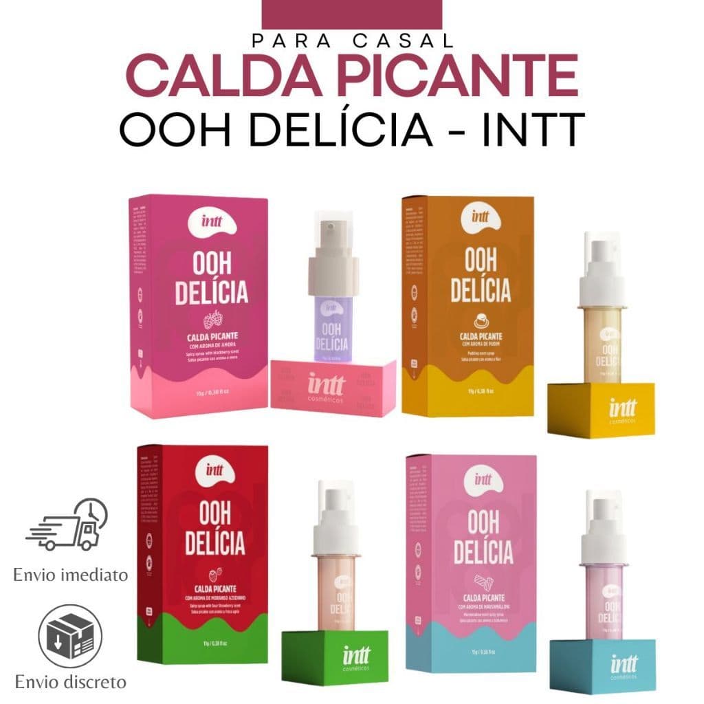 Gel Ooh Delícia Calda Picante para Sexo Oral Esquenta Linha Collors 11g 4 Sabores Disponíveis Intt 