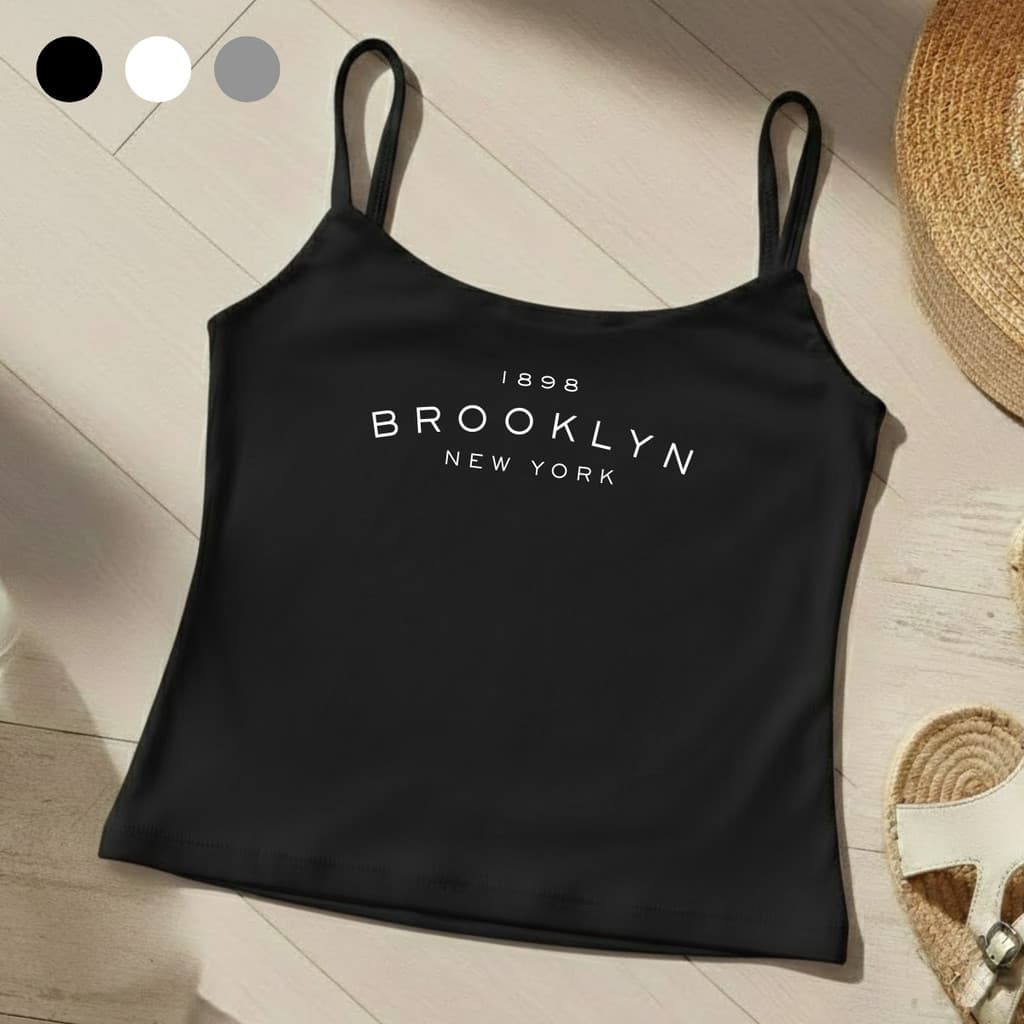 Regata de Alcinha Blusa Feminina Brooklyn New York Basic Forrada Moda Casual Comfy