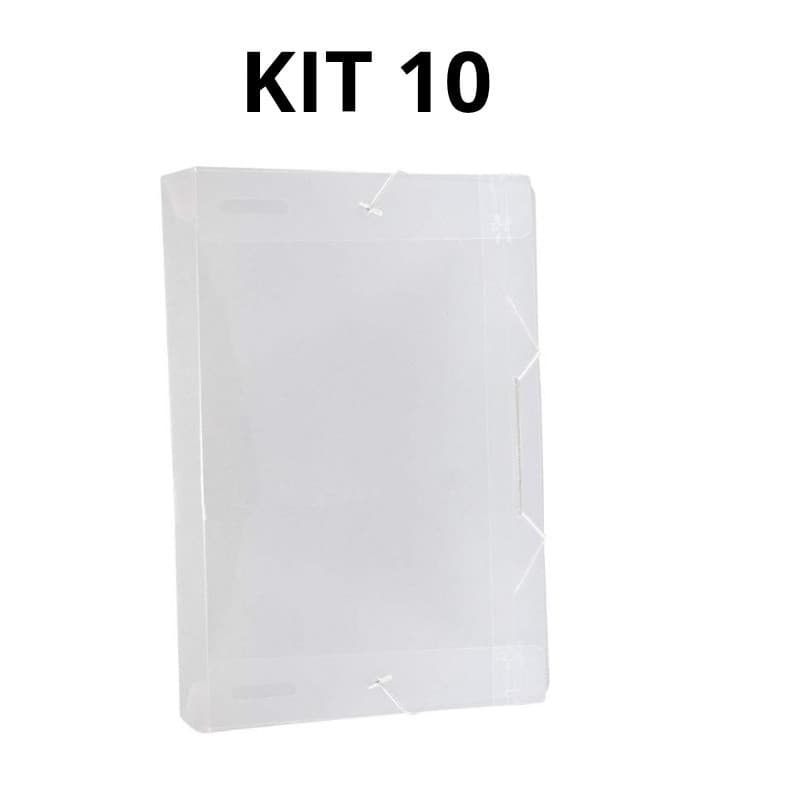 Kit 10 Pasta Plástica Com Elástico Lombo 40mm ACP