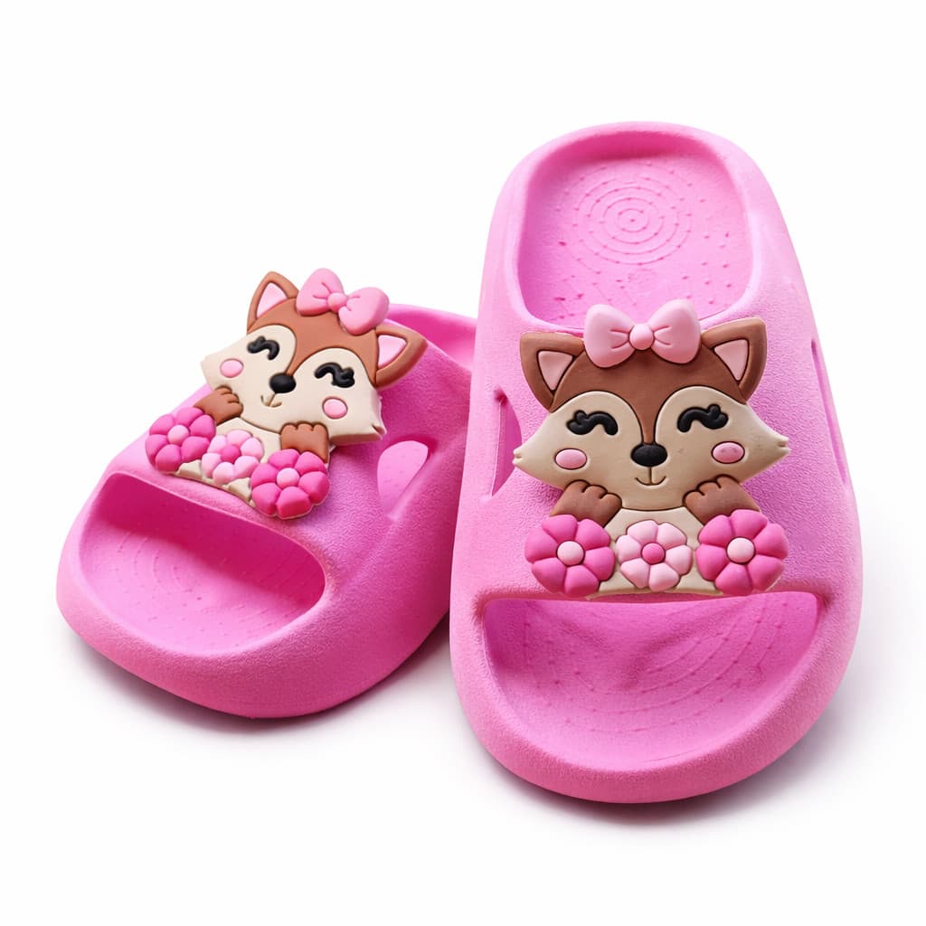 Chinelo Infantil Slide Nuvem Raposinha Confortavel Flexivel Antiderrapante Menina Femino | Envio Imediato