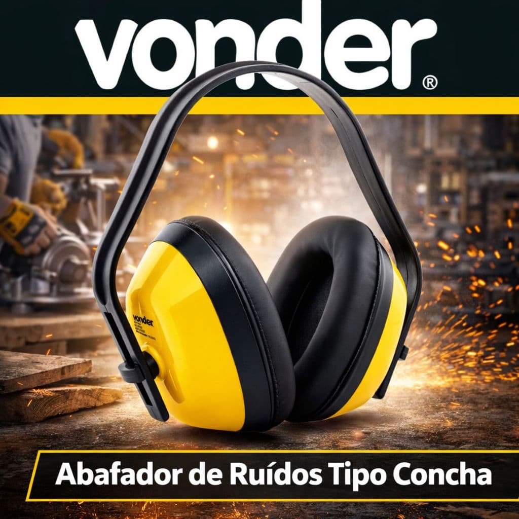 Abafador de Ruídos Vonder ARV 100 Tipo Concha Ajustável 10dB EPI Profissional - Construção e Oficina