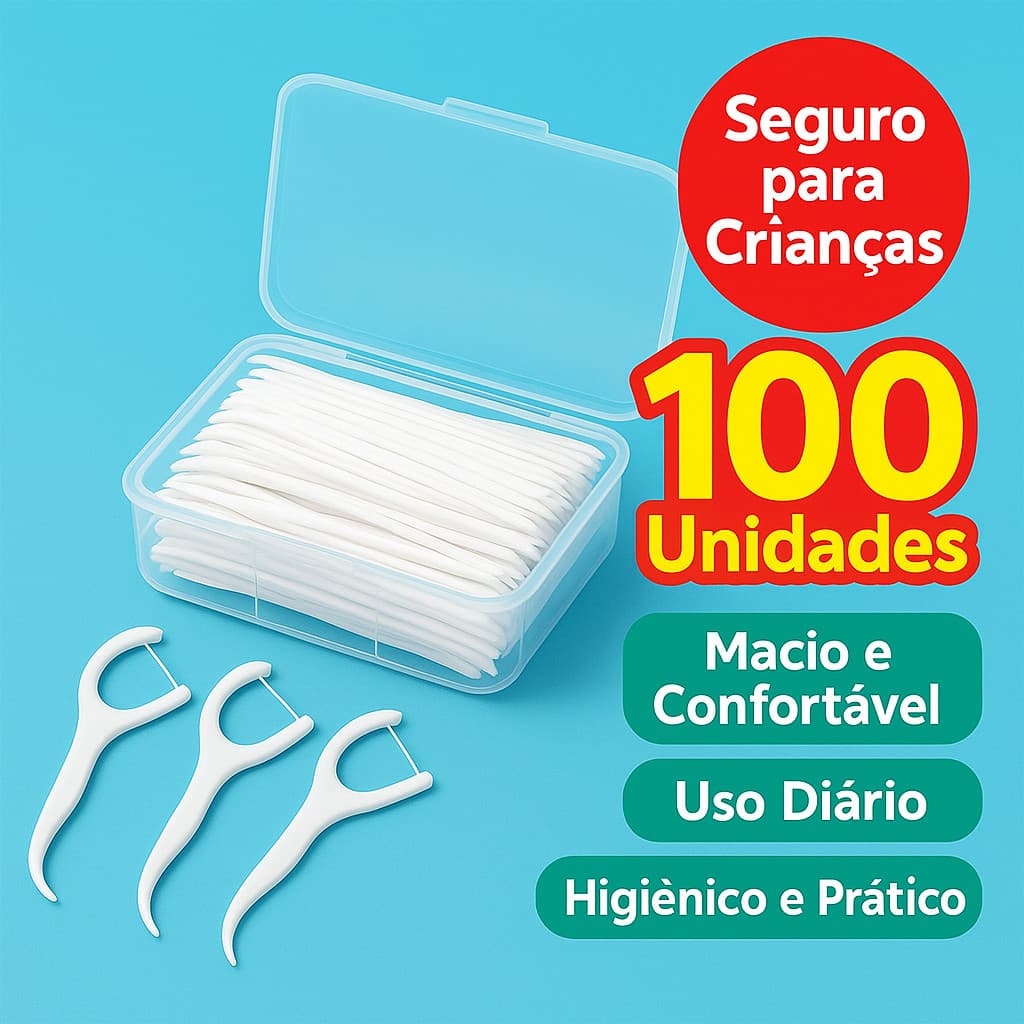 Kit 50 Unidades de Fio Dental Infantil em Formato de Arco Ultra Fino Para Limpeza Eficaz