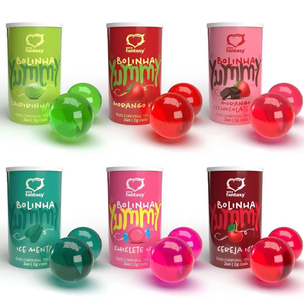 BOLINHA LUBRIFICANTE YUMMY SABORES SEXY FANTASY SEX SHOP PRODUTOS CASAL 2 BOLINHAS POR EMBALAGEM