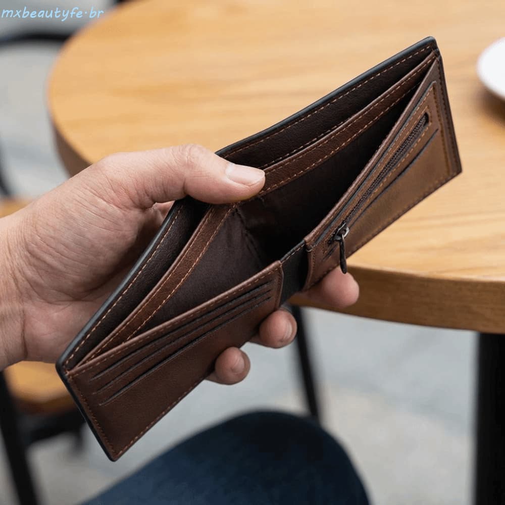 Carteira De Cartão Masculina MXBEAUTYFE , Curta Empresarial Com Design Duplo E Proteção RFID , Grande Capacidade