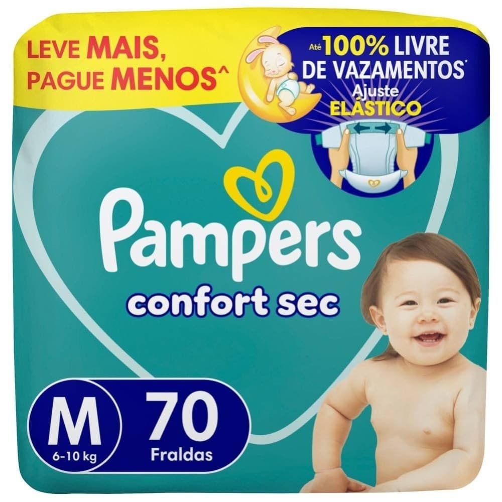 Fralda Pampers Confsec Bag M 70 Unidades