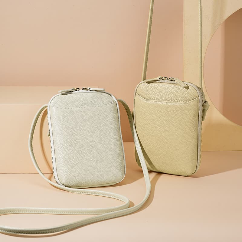Bolsa Vertical Para Telefone Em Couro Genuíno | Bolsas Crossbody Leves Mini Quadrada Portátil Celular