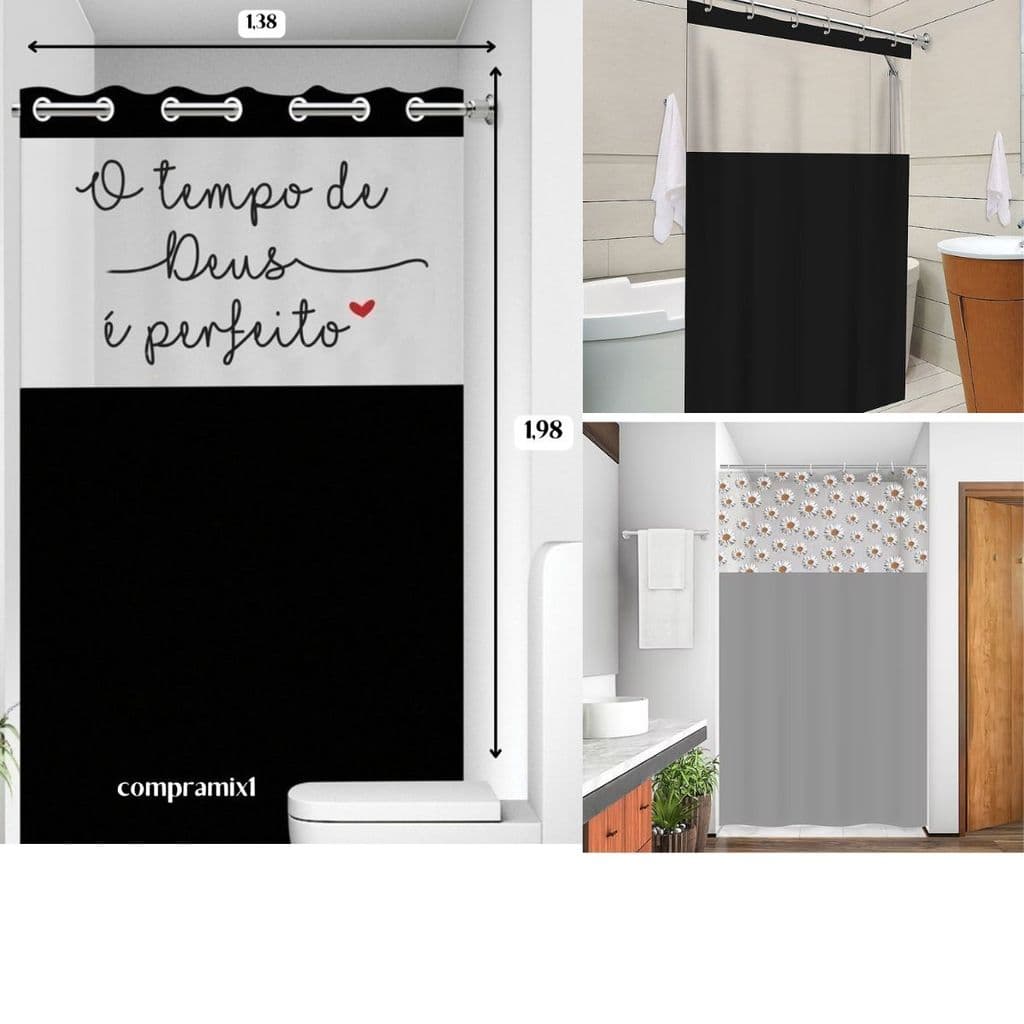 Cortina BOX Visor Transparente  Antimofo Frase