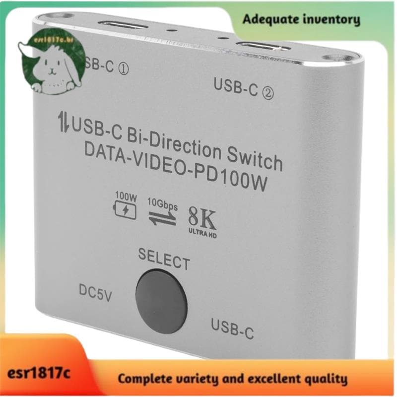 Divisor De Interruptor Para 2 Computadores Bidirecional USB C KVM Switch 1 Em 2 Saídas Transferência De Vídeo 8K @ 60Hz/