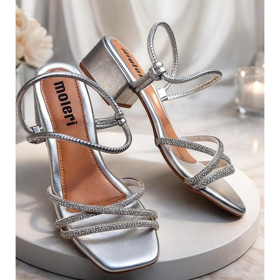 Sandália Feminina Salto Bloco Brilho