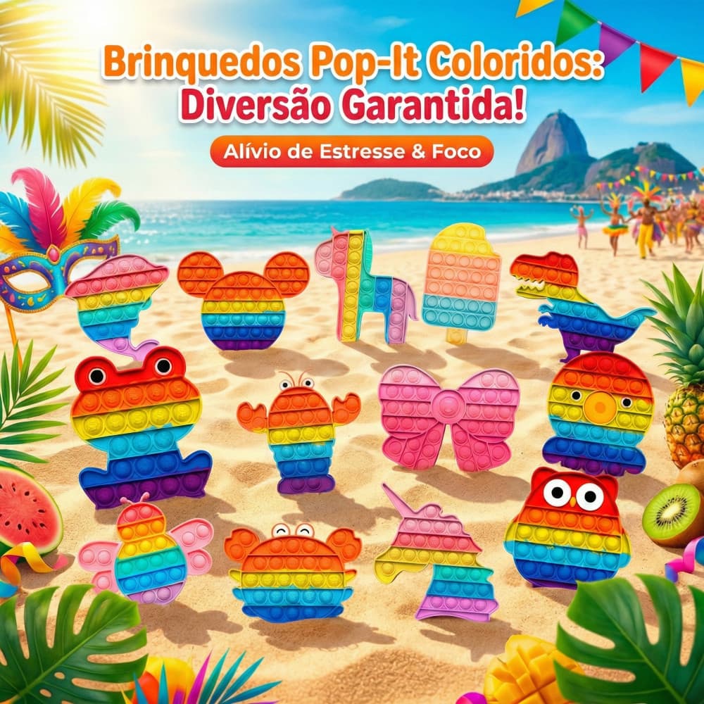 Pop It Colorido Fidget Toys Hand Spinner Brinquedo Sensorial Anti Stress de Bolha