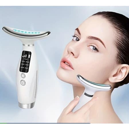 Massageador De Pele Firmeza Pescoço Led de 7 Modos Massageador Portátil Beleza para Rosto e Pescoço