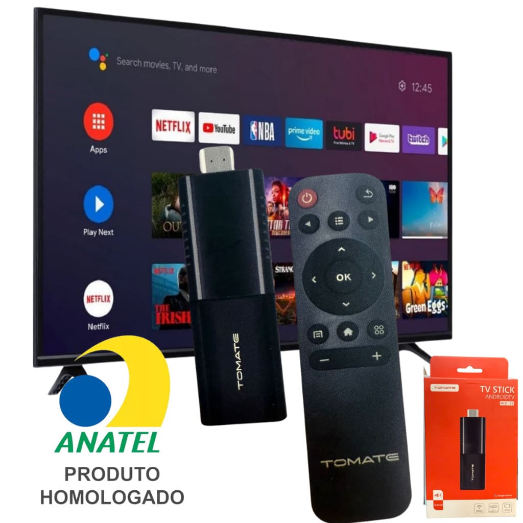 NOVO FIRE STICK TV TOMATE LE-4000 WIFI 5G 2.4 ANDROID TV