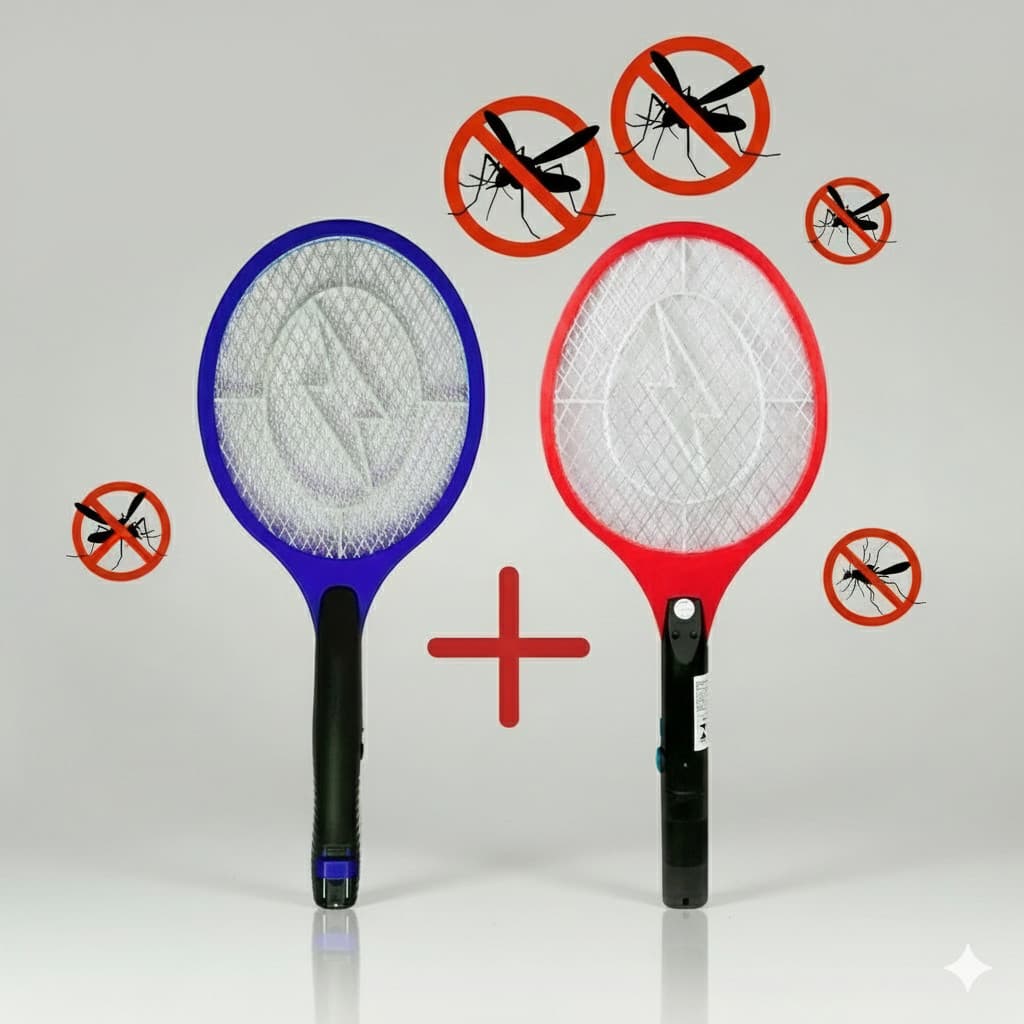 Kit 2 Raquetes Elétricas Mata Mosquito E Pernilongo Recarregável Bivolt 110/220V