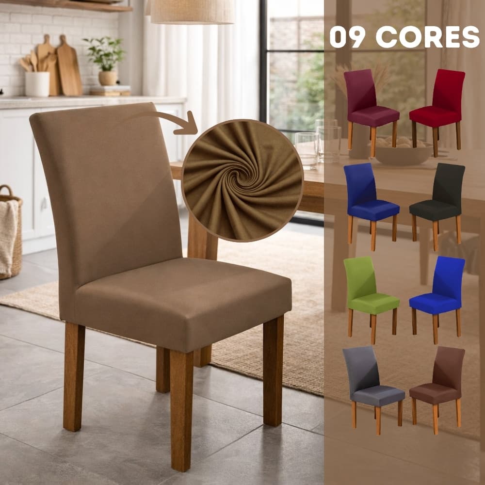 Kit 4 / 6 / 8 Capa de Cadeira Malha Mesa Sala e Jantar Elástica Ajústavel Lisa Protetor