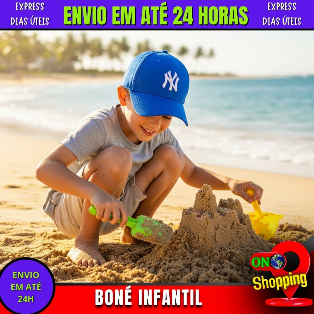 Boné infantil Aba Curva Unissex NY New York Premium infantil de 6 A 8 anos boné infantil