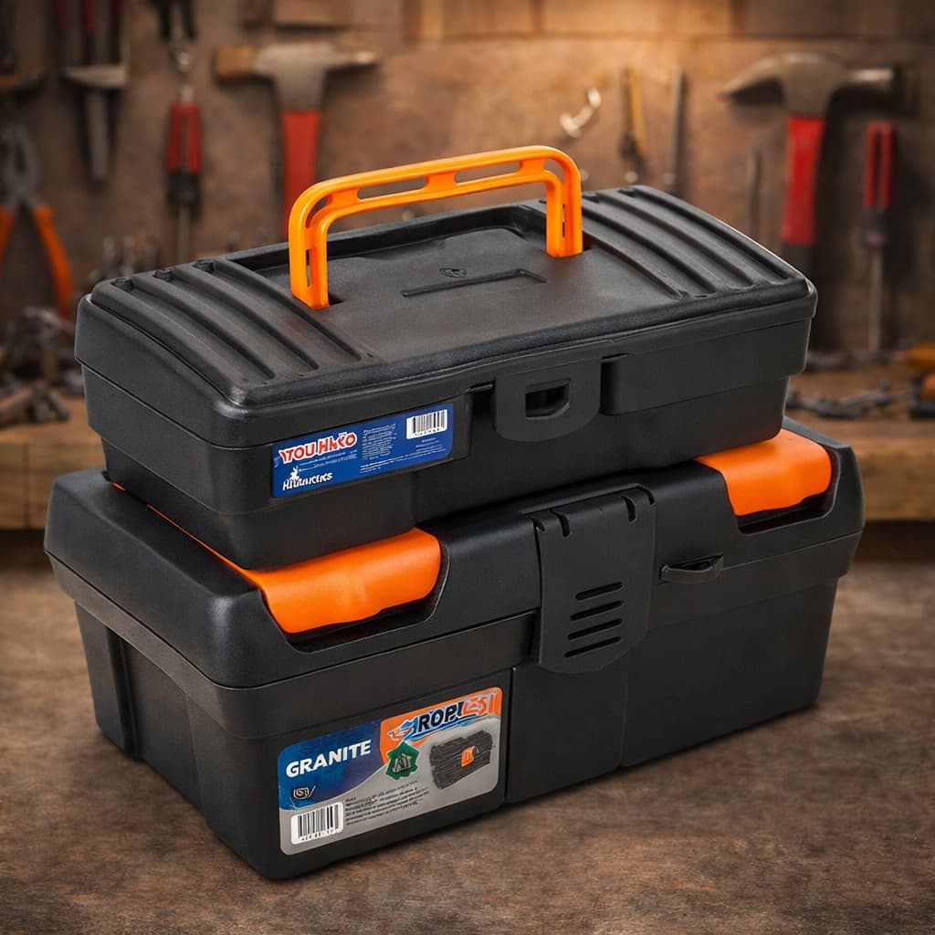 Kit 2 Maletas de Ferramentas Organizadoras Plásticas Duráveis Caixa para Oficina Casa Trabalho