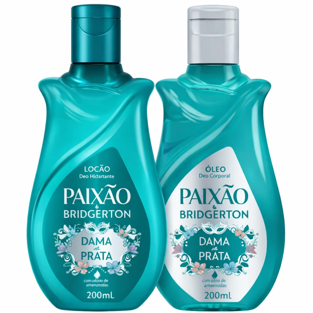 Kit Paixão Bridgerton Dama de Prata Óleo Corporal 200ml + Hidratante Corporal 200ml