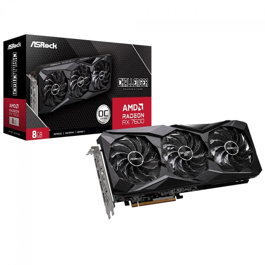 Placa de Vídeo AsRock AMD Radeon RX 7600 Challenger Pro OC, 8GB, GDDR6, FSR, 90-GA62ZZ-00UANF