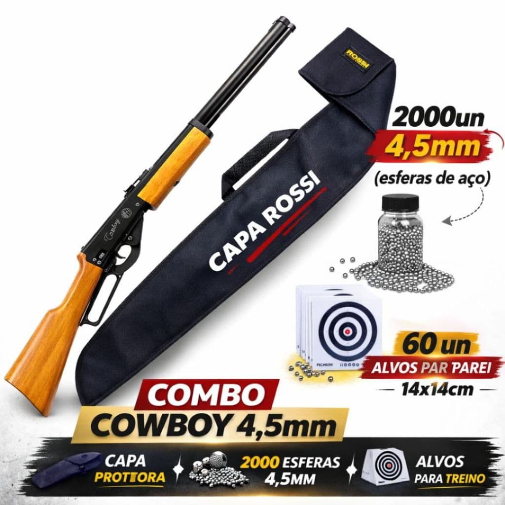 Carabina Rossi Cowboy 4.5mm + Capa Original + 2000 Esferas + 60 Alvos | Combo Completo