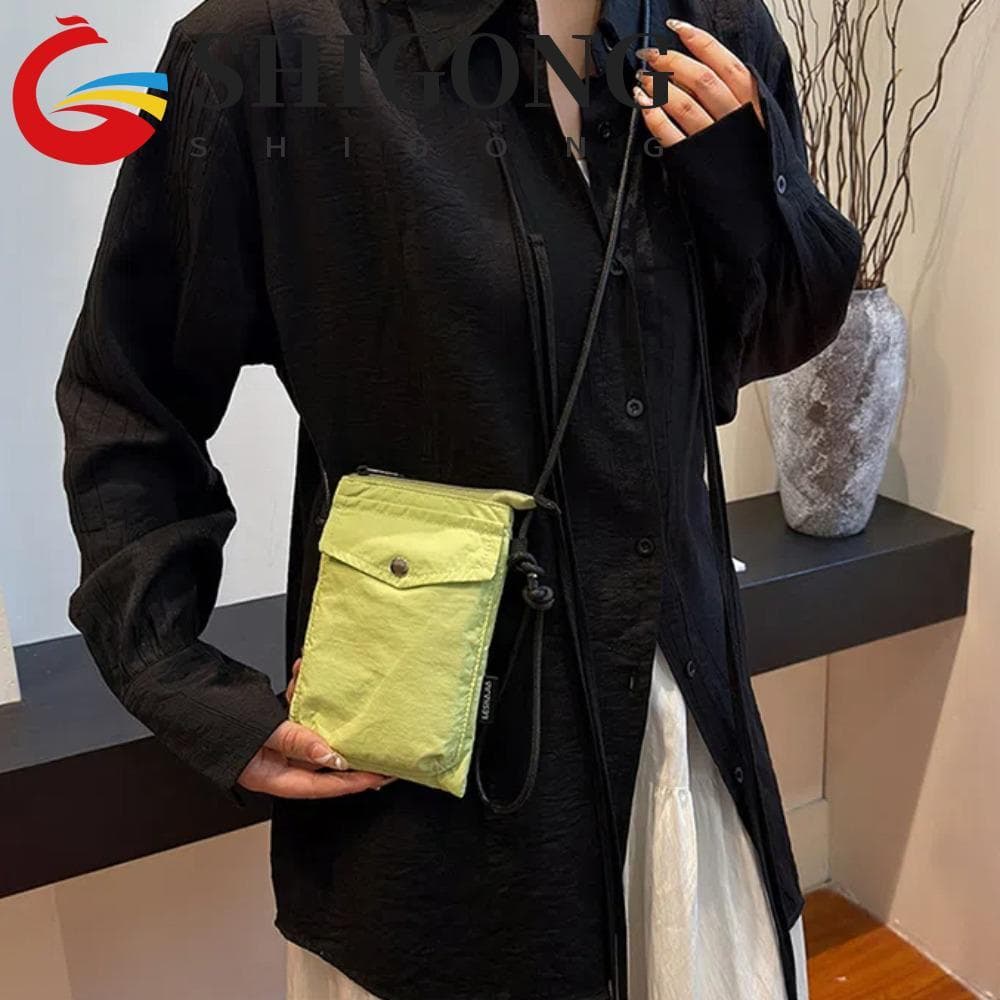 Bolsa Para Telefone De Nylon SHIGONG , Alças De Couro , Quadrada Leve Ajustáveis