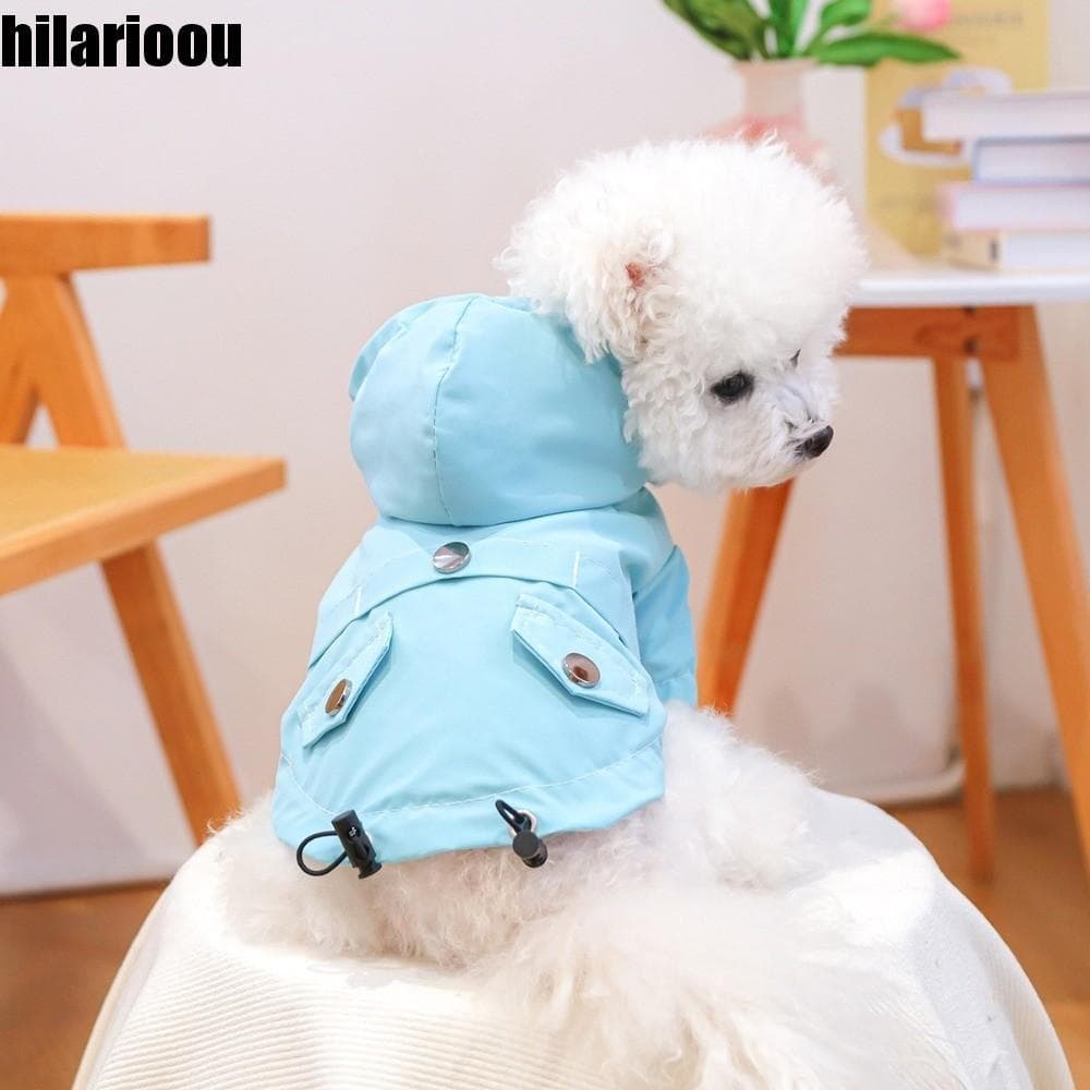 HILARIOOU Roupas Impermeáveis Para Cães , Com Zíper , Capa De Chuva Capuz À Prova De Vento , Casaco Ajustável