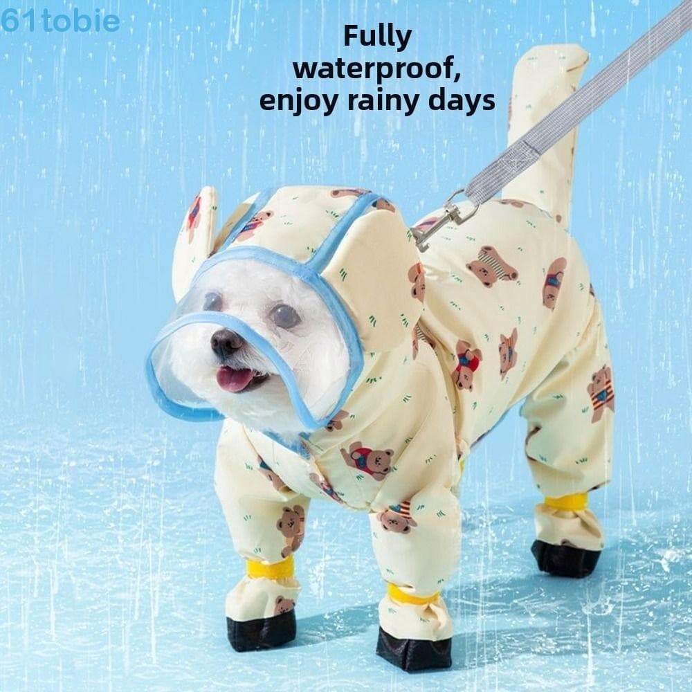 Capa De Chuva Com Capuz Para Cachorro TOBIE , Impermeável Rebocável Cães , Roupas Pequenos À Prova De Vento