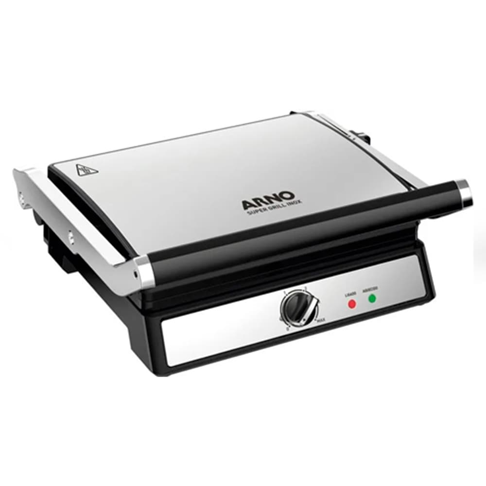 Super Grill e Sanduicheira Arno 180 Graus Antiaderente Ggra Inox - 127v