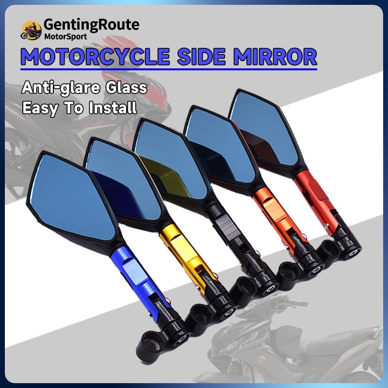 Y15 LC135 Y16 Universal CNC Espelho Retrovisor Motocicleta Corrida Lateral Liga Azul Anti-Reflexo Vidro Espelhos Retrovi