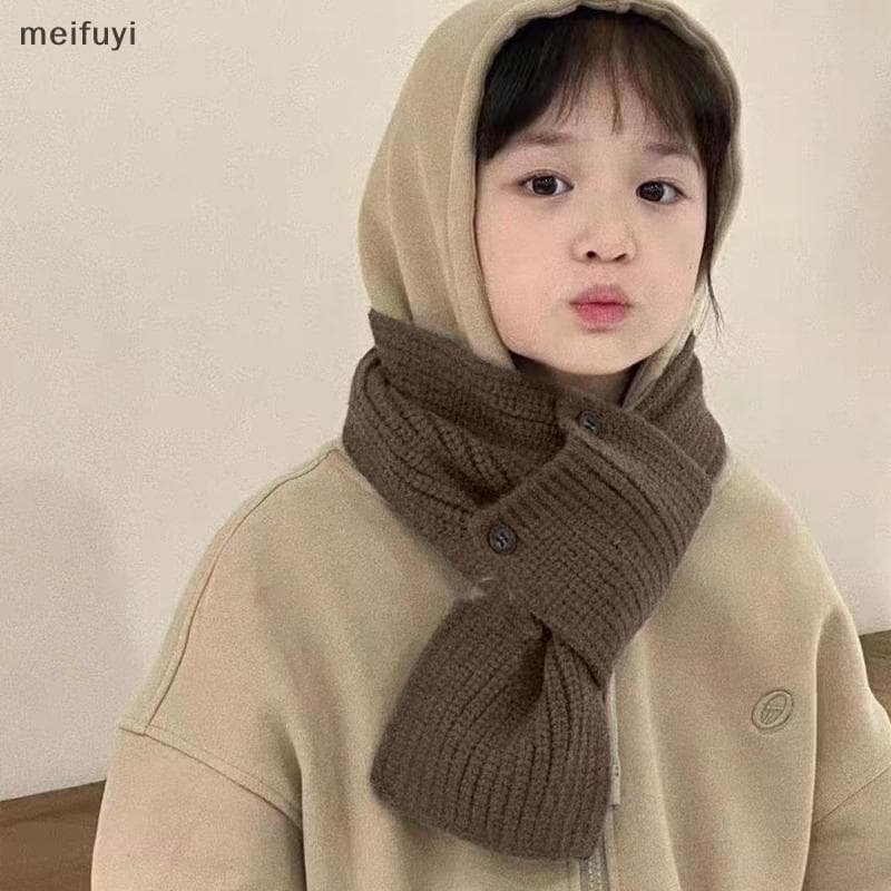 [MF] Lenço De Malha Infantil Inverno Fofo Manter Aquecido Com Botão De Proteção Ne [BR]