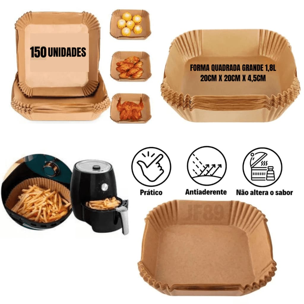 150 pçs forma 20cm descartável para fritadeira air fryer em papel antiaderente quadrado