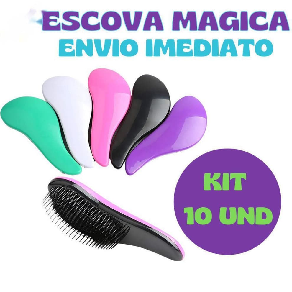Kit 10 - Escovas Mágicas pra cabelo - Anti Frizz - De Desembaraçar Cabelo cores sortidas0QIR