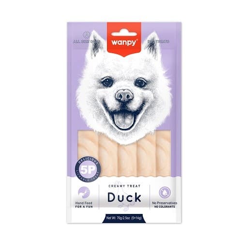 Petisco Cremoso Creamy Pato 5 unidades Wanpy 70g para cães