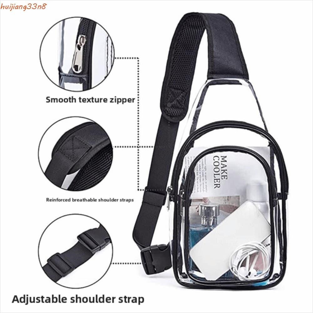 Bolsa Crossbody Transparente HUIJIANG , De Peito Leve De Grande Capacidade Ombro Ajustável Em PVC