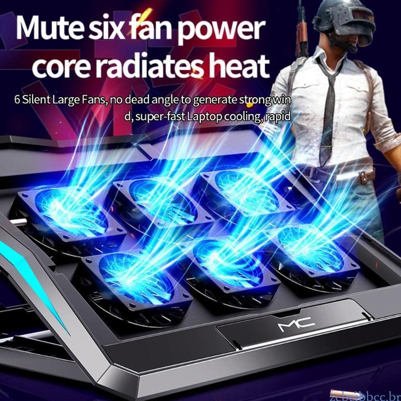 Almofada Resfriamento Ajustável Para Laptop zebeibbcbr 6 Ventiladores Led Silenciosos Integrados Refrigerador