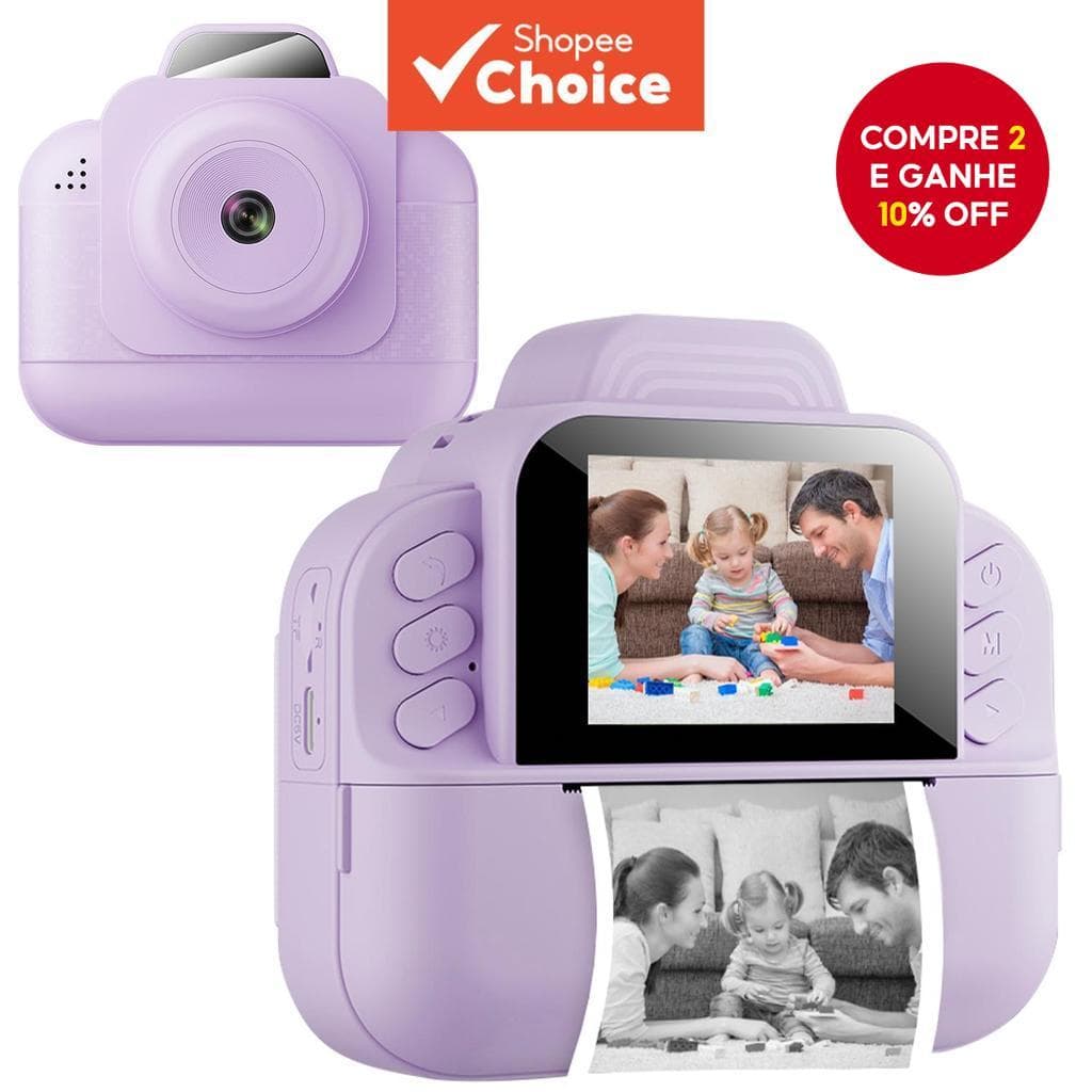  Impressora Térmica Infantil Câmera Digital para Crianças Câmera de Vídeo Selfie HD com Impressão Instantânea