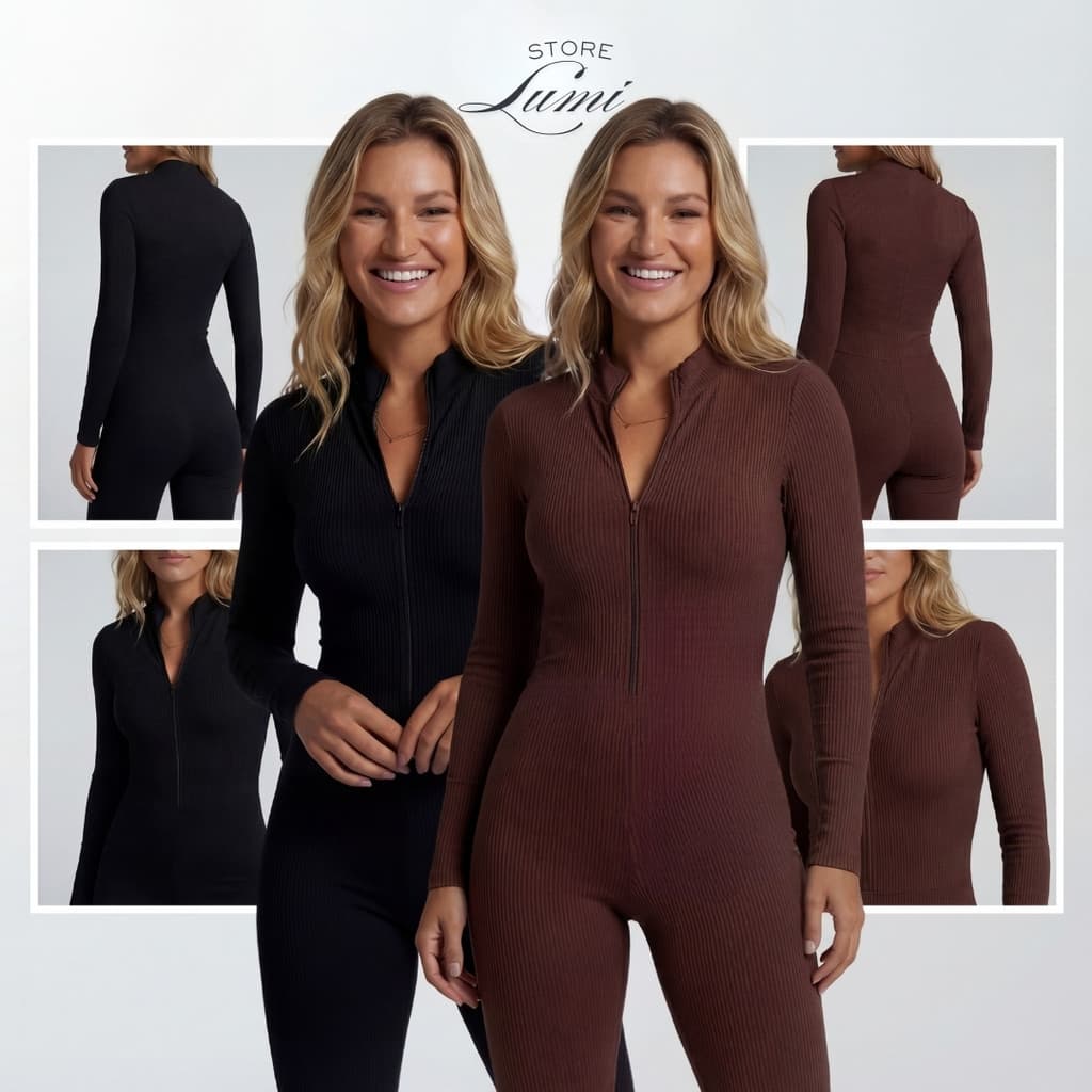 Macacão longo feminino Canelado Virgínia Premium