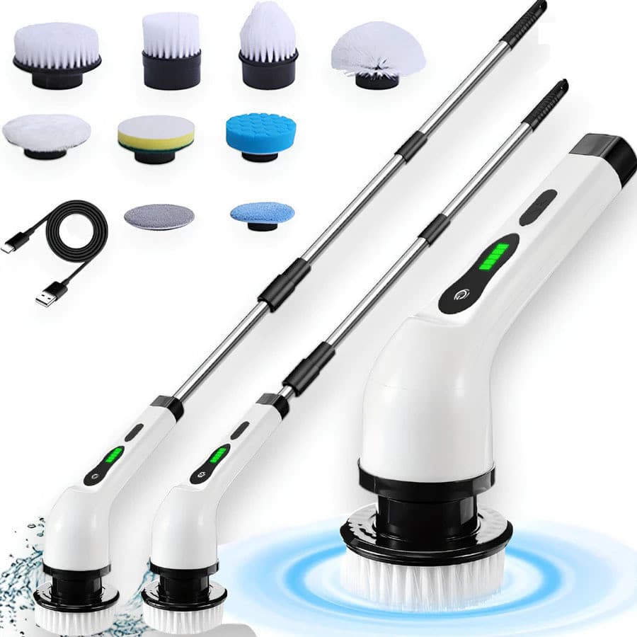 Escova De Limpeza 9 Em 1  Elétrica Giratória Com Cabo Alongador