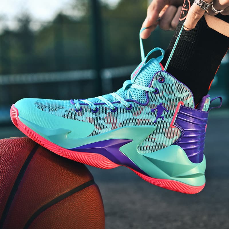 Esportes ao ar livre malha tênis de basquete sapatos esportivos antiderrapante competição sapatos de treinamento